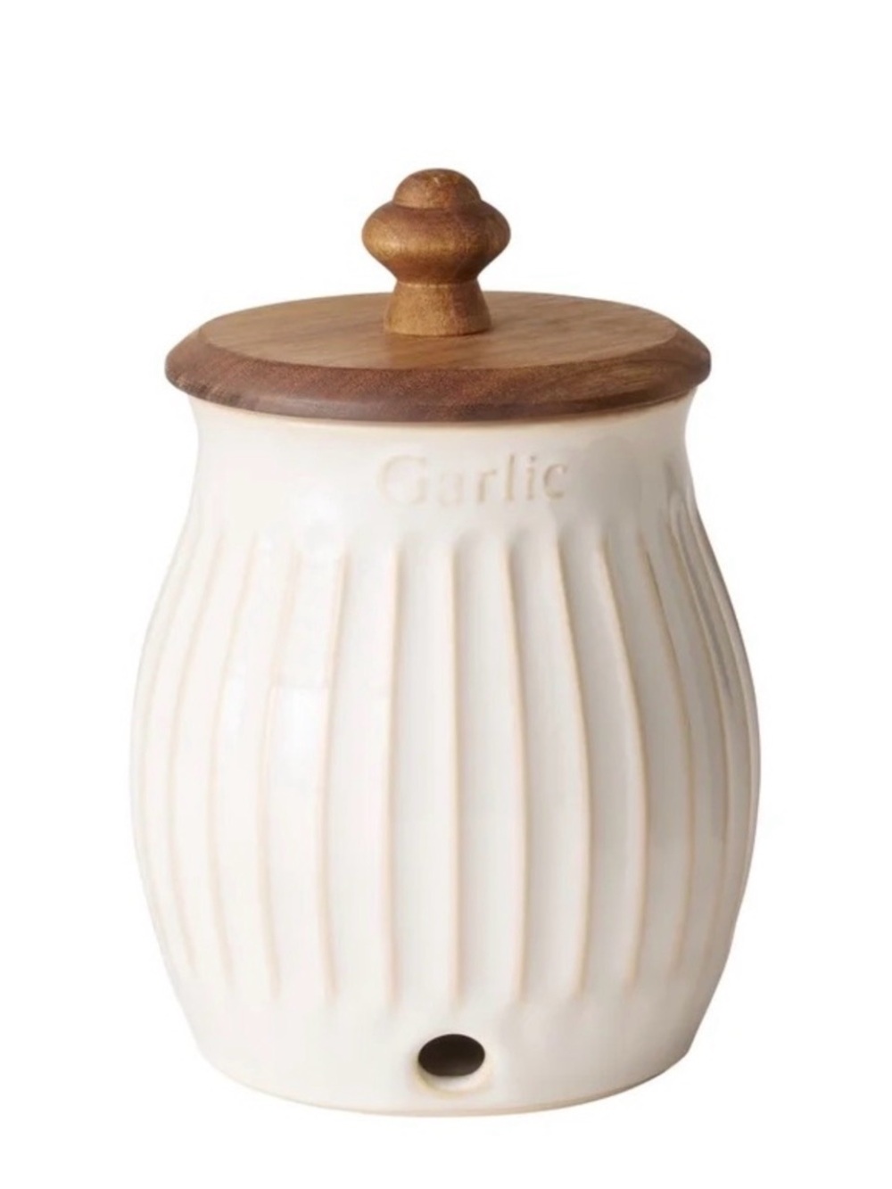 🌸 New Pioneer Woman Colette Garlic Vegetable Keeper Canister White Linen, Qty 1 - Picture 7 of 8